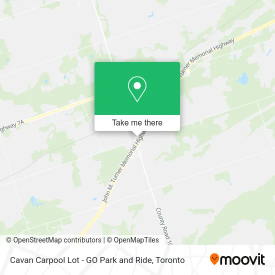 Cavan Carpool Lot - GO Park and Ride map