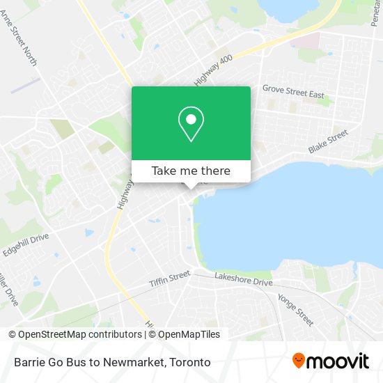 Barrie Go Bus to Newmarket map