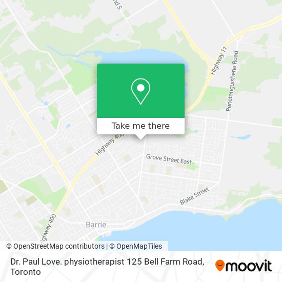 Dr. Paul Love. physiotherapist 125 Bell Farm Road map