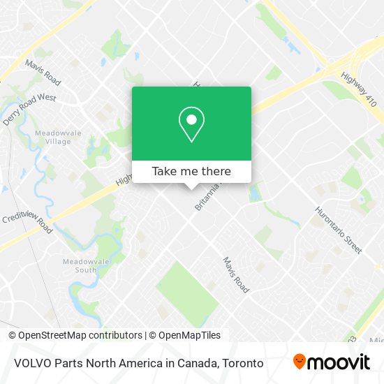 VOLVO Parts North America in Canada map