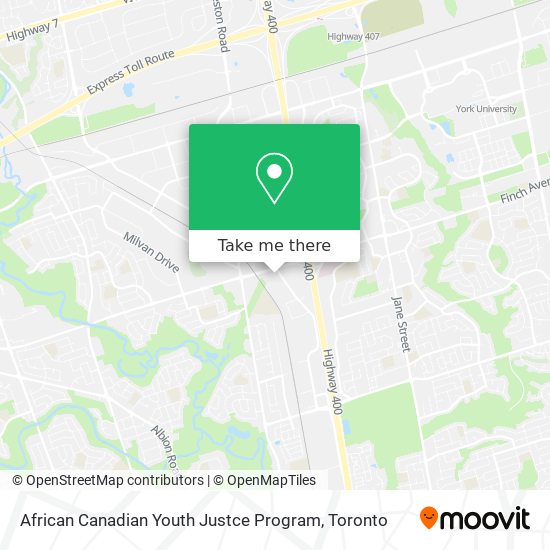 African Canadian Youth Justce Program map