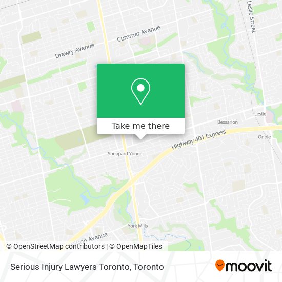 Serious Injury Lawyers Toronto map