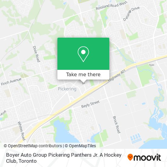 Boyer Auto Group Pickering Panthers Jr. A Hockey Club map