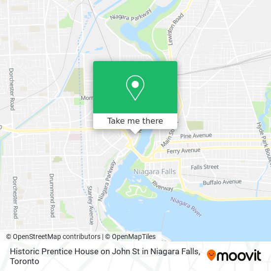 Historic Prentice House on John St in Niagara Falls map