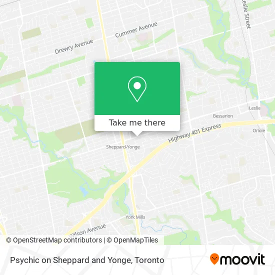 Psychic on Sheppard and Yonge map