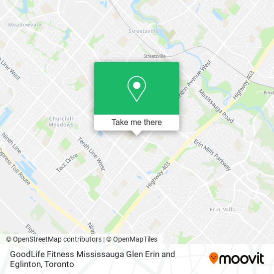 GoodLife Fitness Mississauga Glen Erin and Eglinton map
