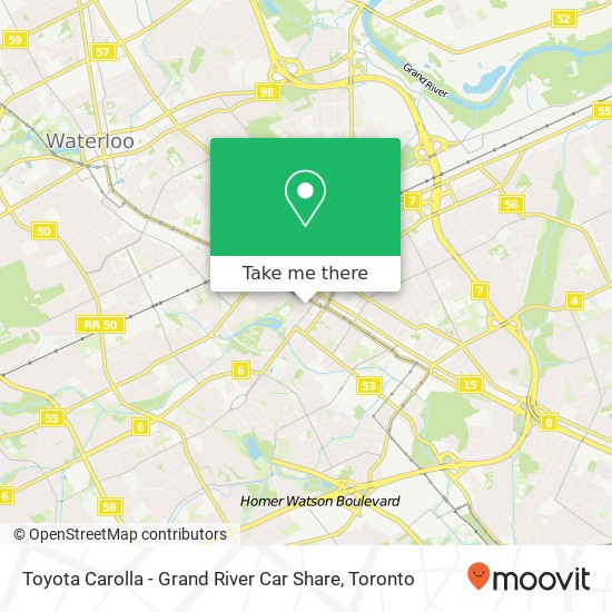 Toyota Carolla - Grand River Car Share map