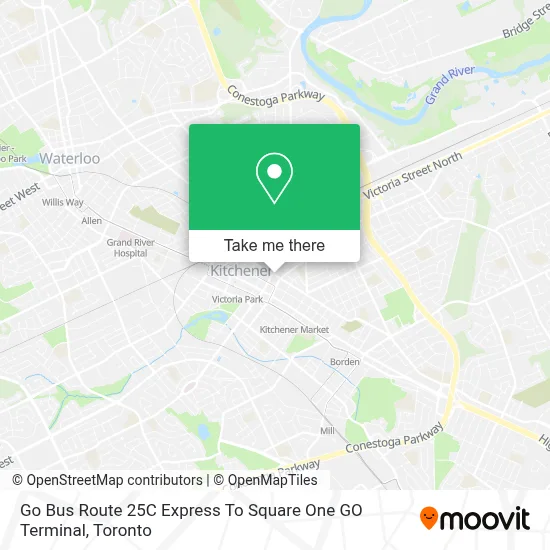Go Bus Route 25C Express To Square One GO Terminal map
