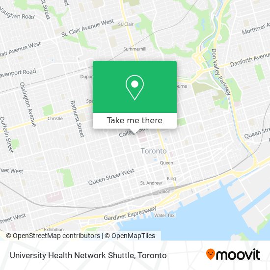 University Health Network Shuttle map