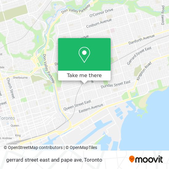gerrard street east and pape ave map