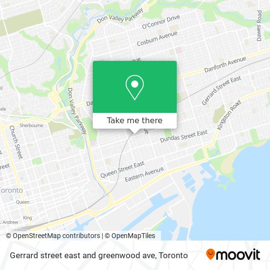 Gerrard street east and greenwood ave map