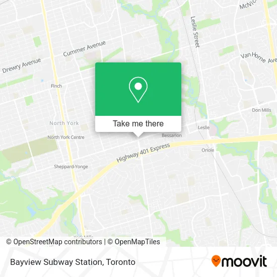 Bayview Subway Station map