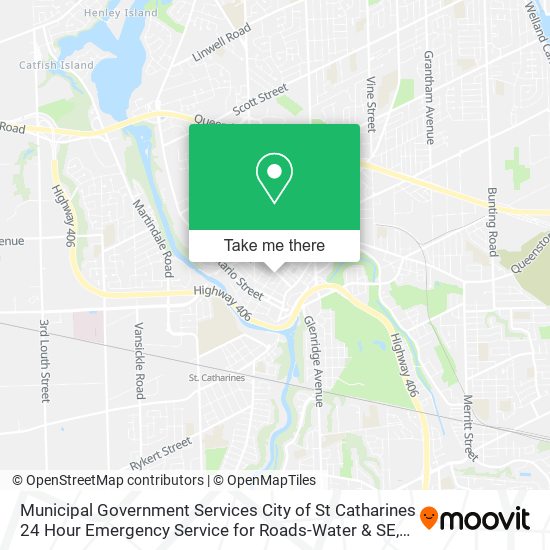 Municipal Government Services City of St Catharines 24 Hour Emergency Service for Roads-Water & SE map