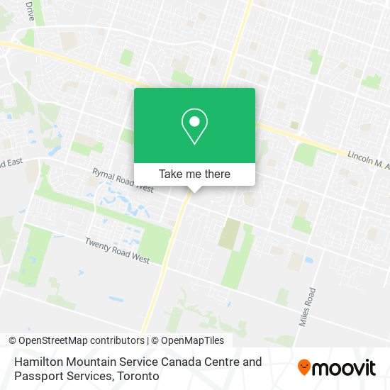 Hamilton Mountain Service Canada Centre and Passport Services map