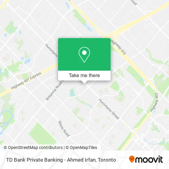 TD Bank Private Banking - Ahmed Irfan map