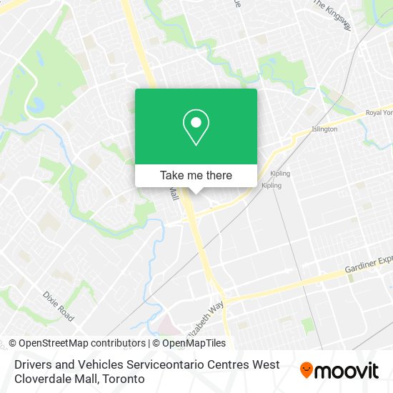 Drivers and Vehicles Serviceontario Centres West Cloverdale Mall map
