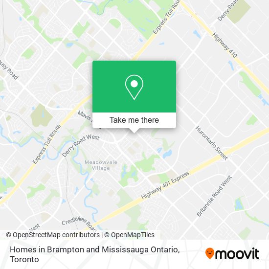 Homes in Brampton and Mississauga Ontario map