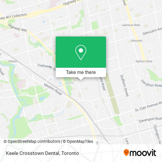 Keele Crosstown Dental map