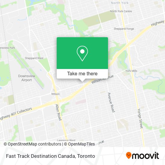 Fast Track Destination Canada map
