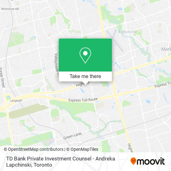 TD Bank Private Investment Counsel - Andreka Lapchinski map