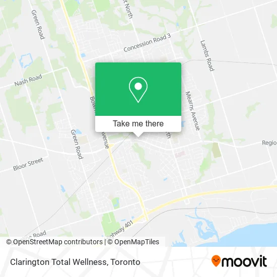 Clarington Total Wellness map