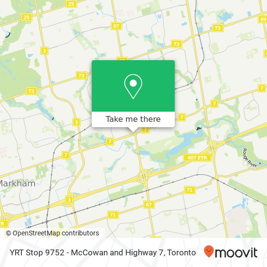 YRT Stop 9752 - McCowan and Highway 7 map