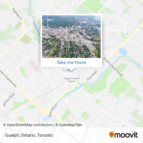 Central Downtown Area, Guelph, Ontario, Canada, Chrome Aerial View