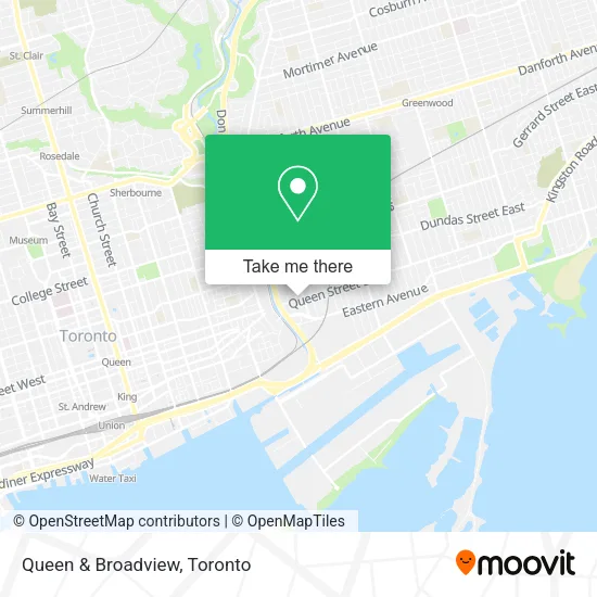 Queen & Broadview map