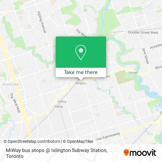 MiWay bus stops @ Islington Subway Station plan
