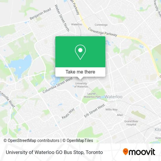 University of Waterloo GO Bus Stop map