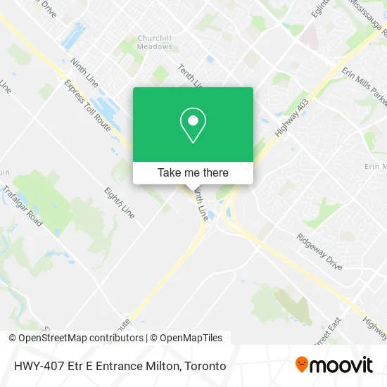HWY-407 Etr E Entrance Milton map