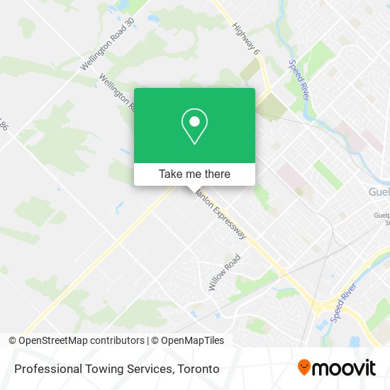 Professional Towing Services map