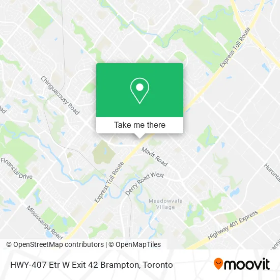 HWY-407 Etr W Exit 42 Brampton map