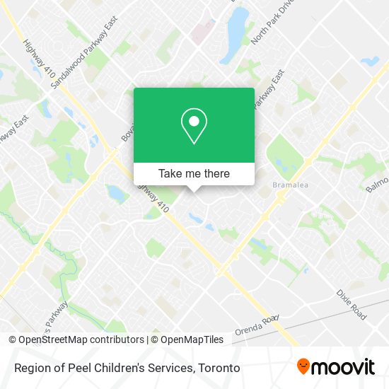 Region of Peel Children's Services map