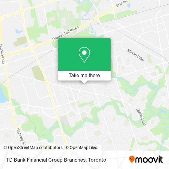 TD Bank Financial Group Branches map