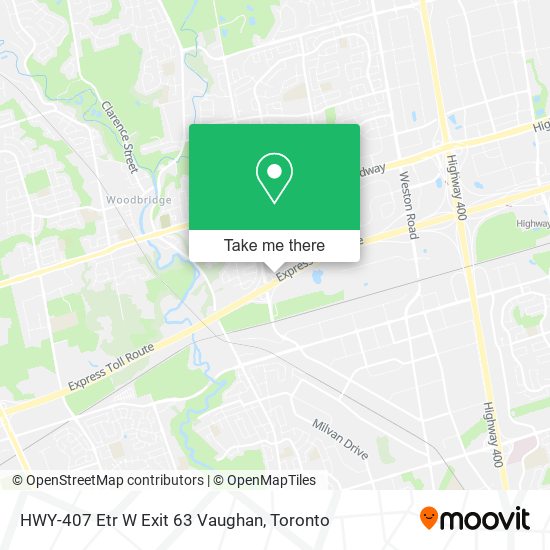 HWY-407 Etr W Exit 63 Vaughan map