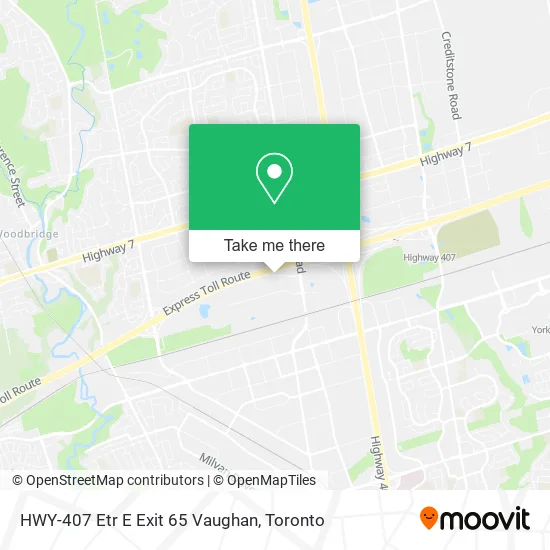 HWY-407 Etr E Exit 65 Vaughan map