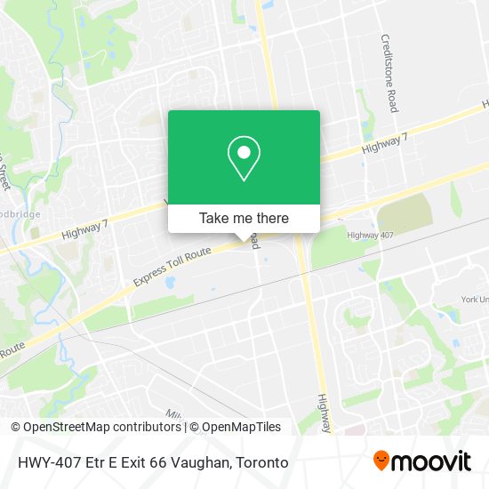 HWY-407 Etr E Exit 66 Vaughan map