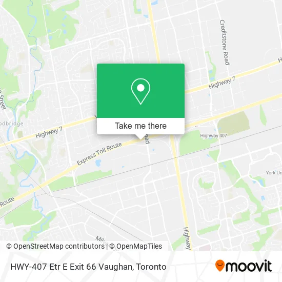 HWY-407 Etr E Exit 66 Vaughan map
