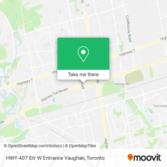 HWY-407 Etr W Entrance Vaughan map
