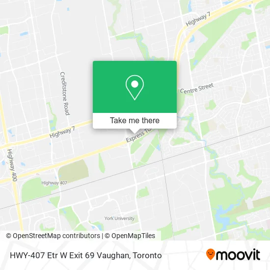 HWY-407 Etr W Exit 69 Vaughan map