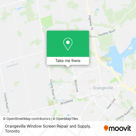 Orangeville Window Screen Repair and Supply map