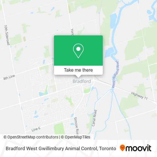 Bradford West Gwillimbury Animal Control map