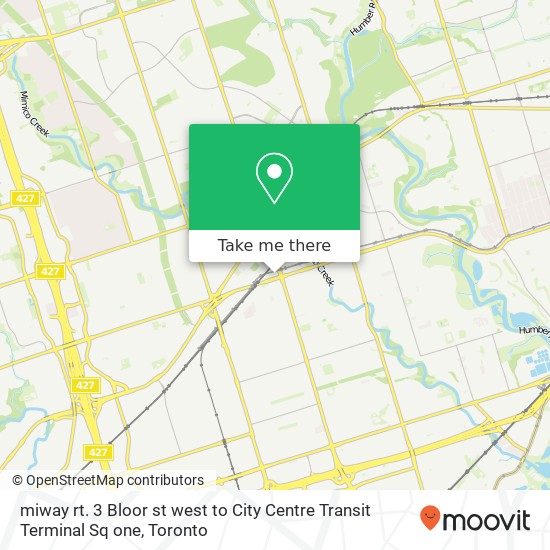miway rt. 3 Bloor st west to City Centre Transit Terminal Sq one map