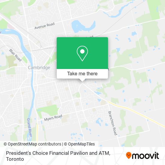 President's Choice Financial Pavilion and ATM map