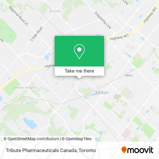 Tribute Pharmaceuticals Canada map