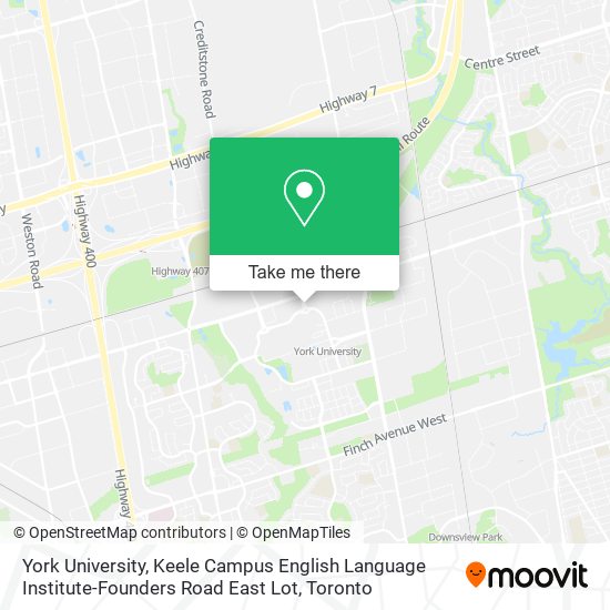 York University, Keele Campus English Language Institute-Founders Road East Lot plan