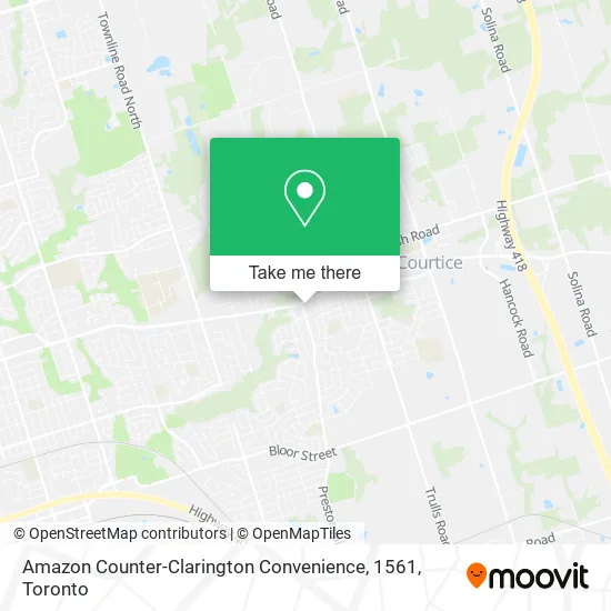 Amazon Counter-Clarington Convenience, 1561 map