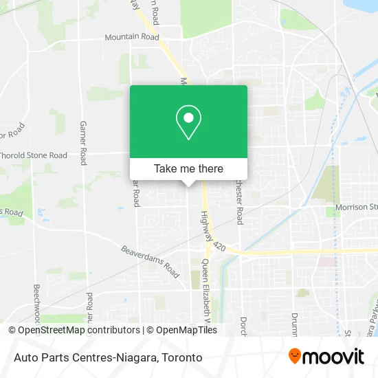 Auto Parts Centres-Niagara map