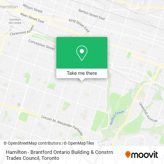 Hamilton - Brantford Ontario Building & Constrn Trades Council map